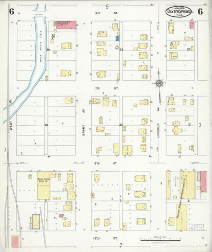 Sanborn Fire Insurance Map from Baxter Springs, Cherokee County, Kansas (1926), Sheet #0006 - Complete Map Set gallery image, historic Sanborn map, vintage wall art, Kansas Kansas