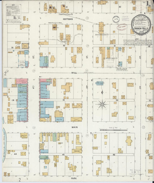 Sanborn Fire Insurance Map from Cannon Falls, Goodhue County, Minnesota (1899), Sheet #0001 - Complete Map Set gallery image, historic Sanborn map, vintage wall art, Minnesota Minnesota