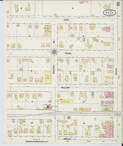 Sanborn Fire Insurance Map from Ovid, Clinton County, Michigan (1890), Sheet #0002 - Historic Sanborn Fire Insurance Map Print, vintage old map wall art, antique decor, genealogy gift, Michigan Michigan map