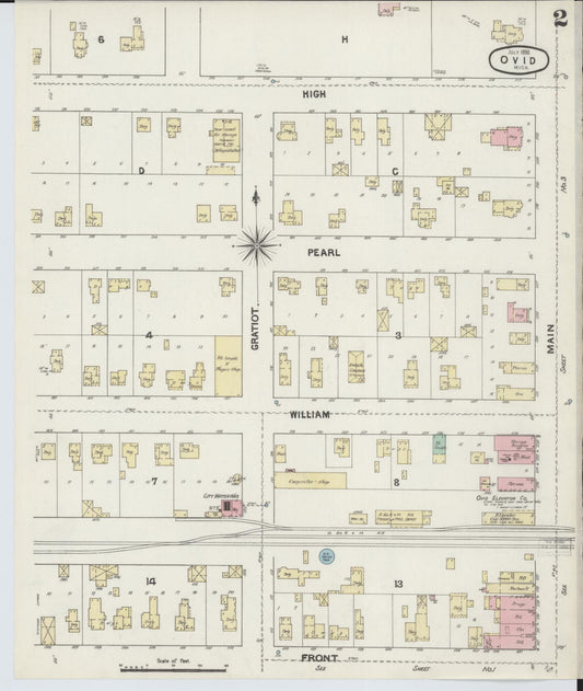 Sanborn Fire Insurance Map from Ovid, Clinton County, Michigan (1890), Sheet #0002 - Historic Sanborn Fire Insurance Map Print, vintage old map wall art, antique decor, genealogy gift, Michigan Michigan map