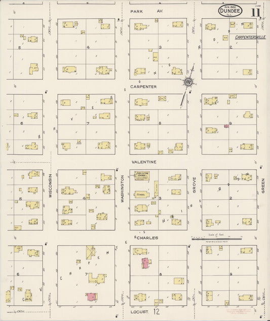 Sanborn Fire Insurance Map from Dundee, Kane County, Illinois (1922), Sheet #0011 - Historic Sanborn Fire Insurance Map Print, vintage old map wall art, antique decor, genealogy gift, Illinois Illinois map