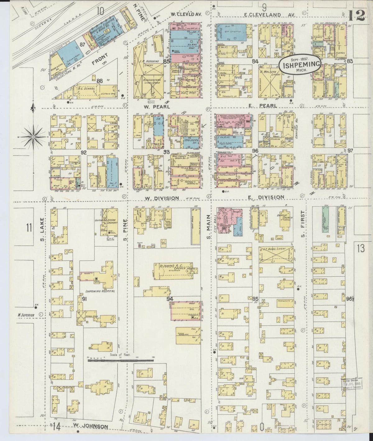 Sanborn Fire Insurance Map from Ishpeming, Marquette County, Michigan (1897), Sheet #0012 - Complete Map Set gallery image, historic Sanborn map, vintage wall art, Michigan Michigan