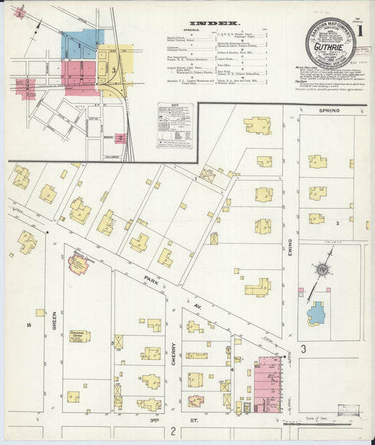 Sanborn Fire Insurance Map from Guthrie, Todd County, Kentucky (1910), Sheet #0001 - Complete Map Set gallery image, historic Sanborn map, vintage wall art, Kentucky Kentucky