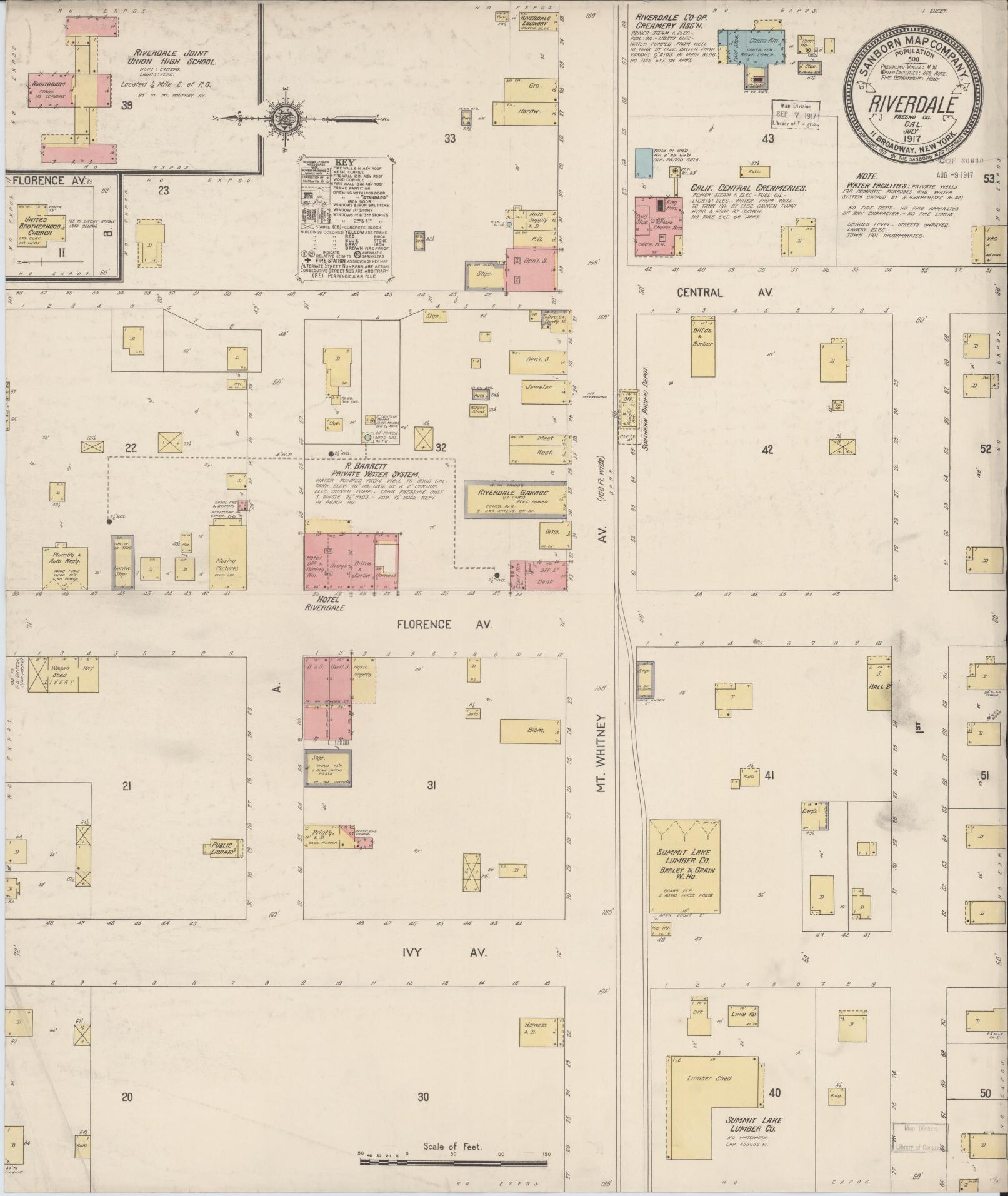 Sanborn Fire Insurance Map from Riverdale, Fresno County, California. (1917) – Historic Sanborn Fire Insurance Map Print