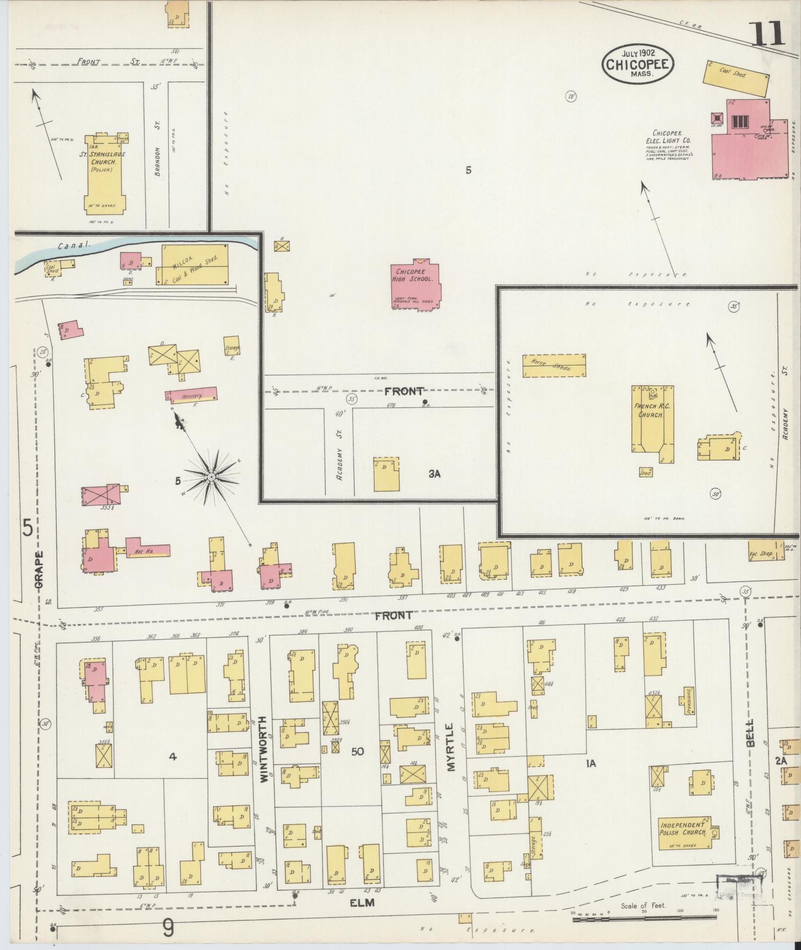 Sanborn Fire Insurance Map from Chicopee, Hampden County, Massachusetts (1902), Sheet #0011 - Complete Map Set gallery image, historic Sanborn map, vintage wall art, Massachusetts Massachusetts