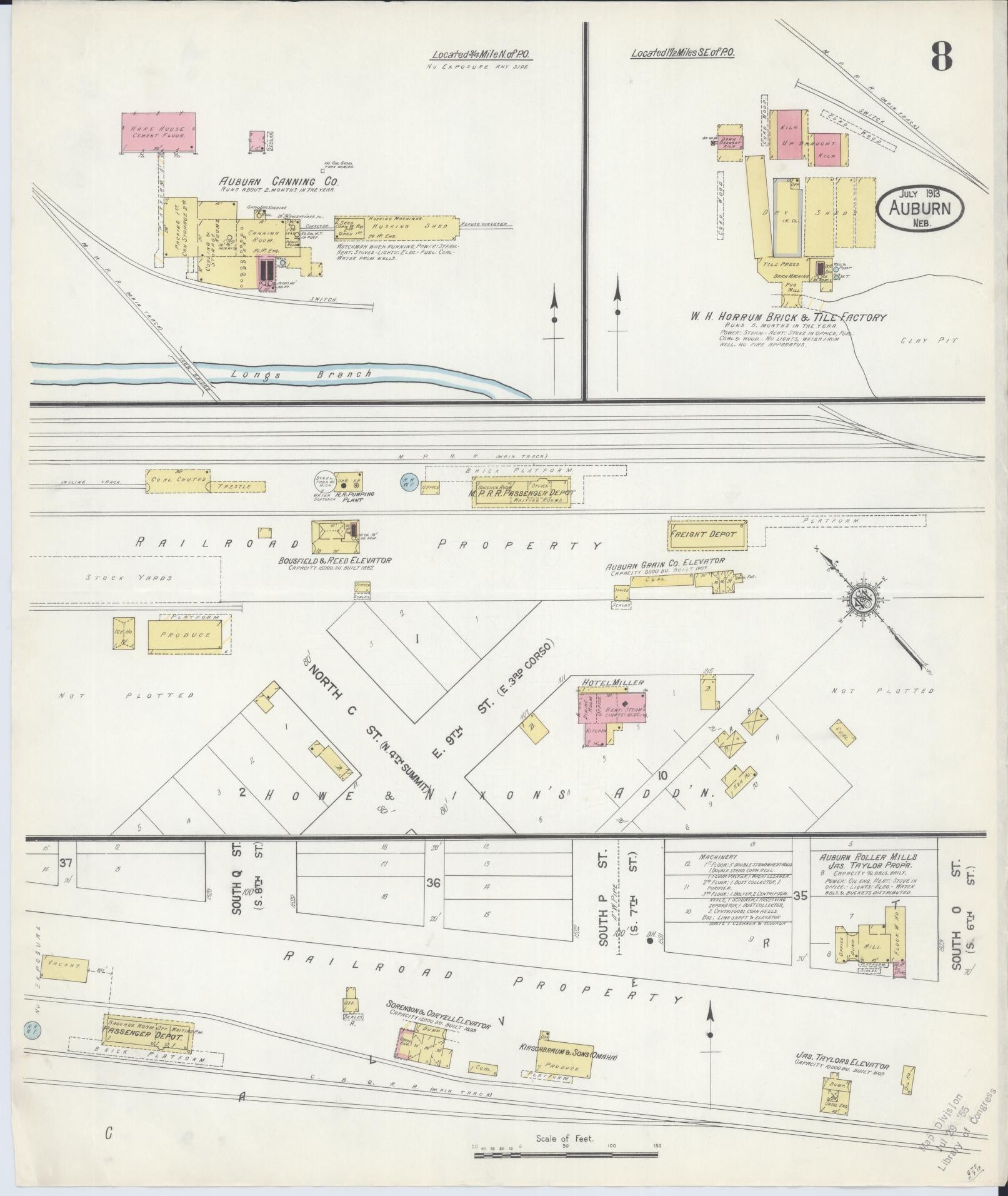 Sanborn Fire Insurance Map from Auburn, Nemaha County, Nebraska (1913), Sheet #0008 - Complete Map Set gallery image, historic Sanborn map, vintage wall art, Nebraska Nebraska