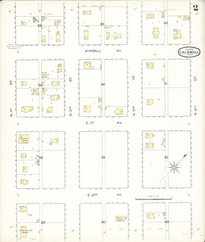 Sanborn Fire Insurance Map from Caldwell, Canyon County, Idaho (1892), Sheet #0002 - Complete Map Set gallery image, historic Sanborn map, vintage wall art, Idaho Idaho