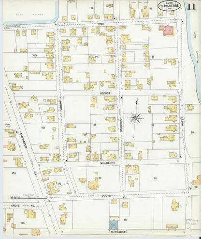 Sanborn Fire Insurance Map from Saint Augustine, Saint John's County, Florida (1899), Sheet #0011 - Historic Sanborn Fire Insurance Map Print, vintage old map wall art, antique decor, genealogy gift, Florida Florida map