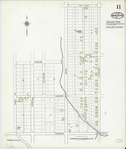 Sanborn Fire Insurance Map from Manchester, Meriweather County, Georgia (1921), Sheet #0011 - Complete Map Set gallery image, historic Sanborn map, vintage wall art, Georgia Georgia