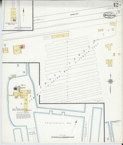 Sanborn Fire Insurance Map from Washburn, Bayfield County, Wisconsin (1918), Sheet #0012 - Historic Sanborn Fire Insurance Map Print, vintage old map wall art, antique decor, genealogy gift, Wisconsin Wisconsin map