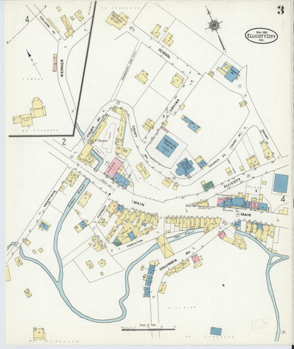 Sanborn Fire Insurance Map from Ellicott City, Howard County, Maryland (1910), Sheet #0003 - Complete Map Set gallery image, historic Sanborn map, vintage wall art, Maryland Maryland