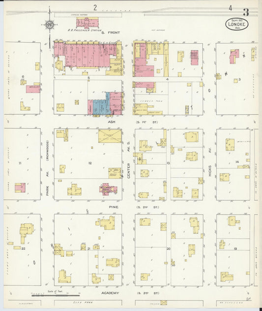 Sanborn Fire Insurance Map from Lonoke, Lonoke County, Arkansas (1913), Sheet #0003 - Historic Sanborn Fire Insurance Map Print, vintage old map wall art, antique decor, genealogy gift, Arkansas Arkansas map