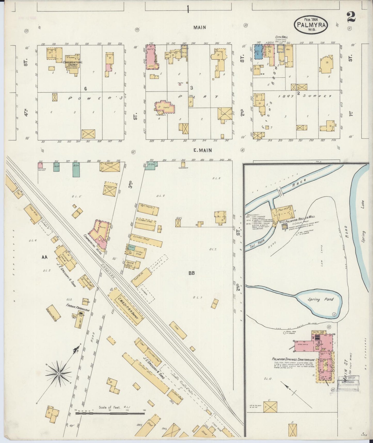Sanborn Fire Insurance Map from Palmyra, Jefferson County, Wisconsin (1904), Sheet #0002 - Complete Map Set gallery image, historic Sanborn map, vintage wall art, Wisconsin Wisconsin