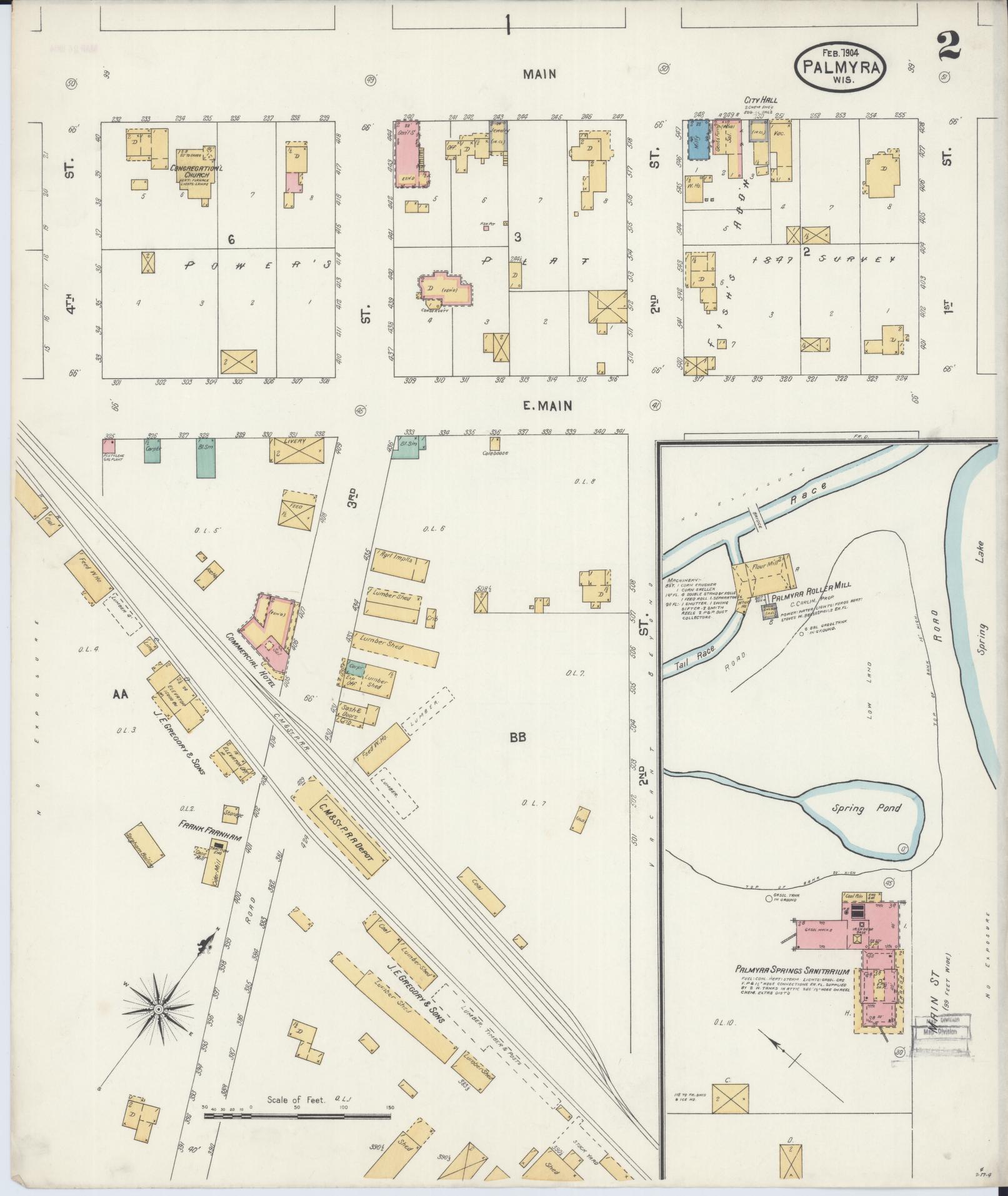 Sanborn Fire Insurance Map from Palmyra, Jefferson County, Wisconsin (1904), Sheet #0002 - Complete Map Set gallery image, historic Sanborn map, vintage wall art, Wisconsin Wisconsin