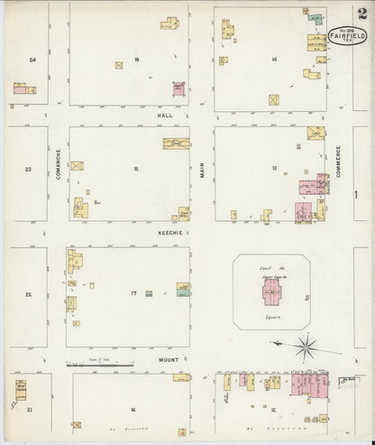 Sanborn Fire Insurance Map from Fairfield, Freestone County, Texas (1896), Sheet #0002 - Complete Map Set gallery image, historic Sanborn map, vintage wall art, Texas Texas