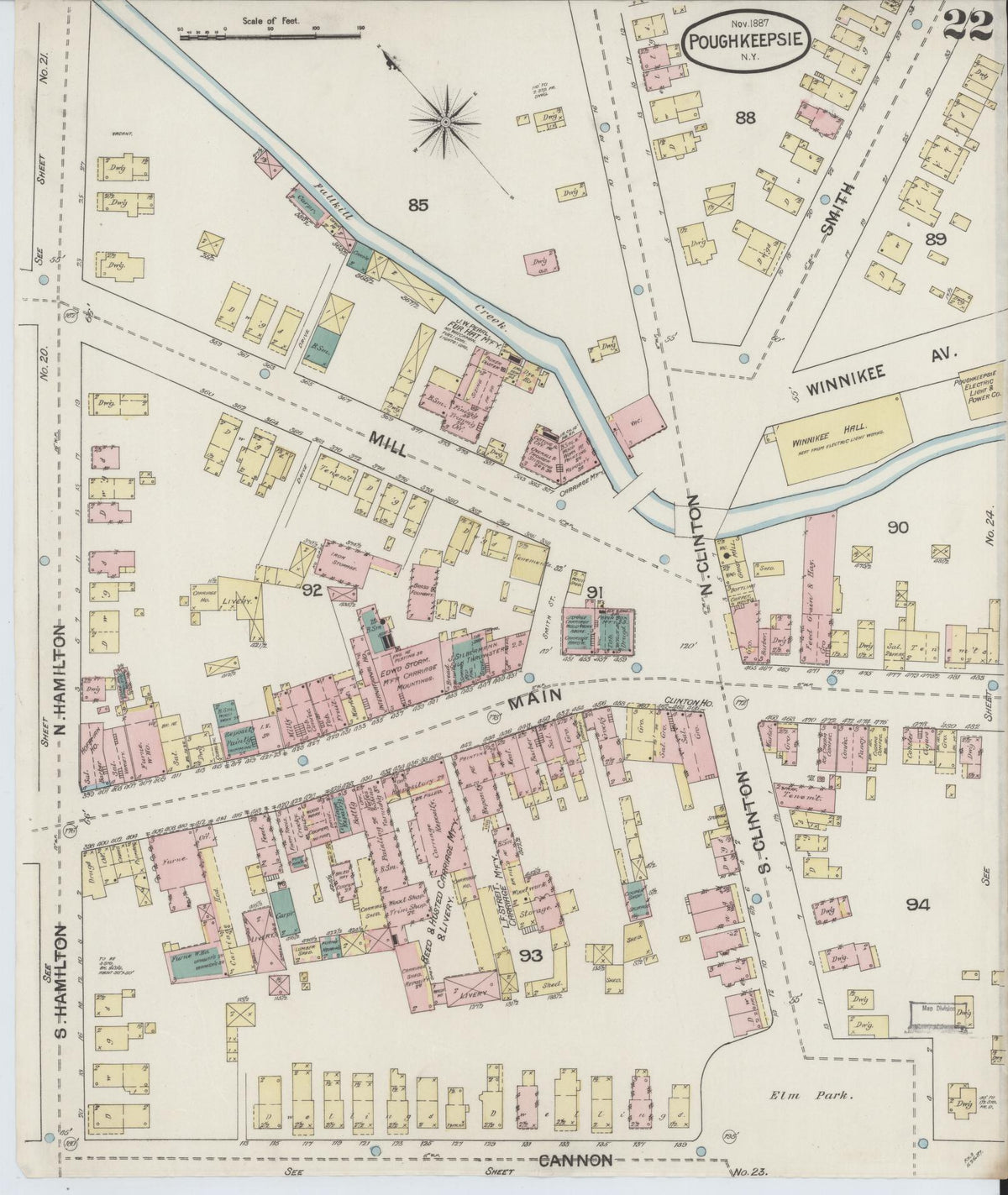 Sanborn Fire Insurance Map from Poughkeepsie, Dutchess County, New York (1887), Sheet #0022 - Complete Map Set gallery image, historic Sanborn map, vintage wall art, New York New York