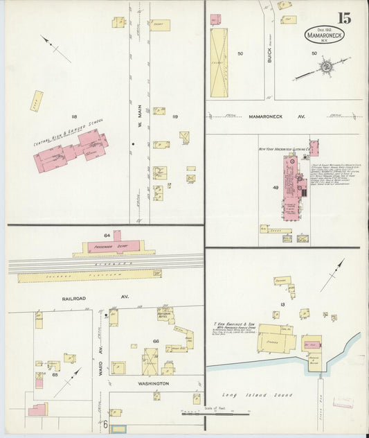 Sanborn Fire Insurance Map from Mamaroneck, Westchester County, New York (1912), Sheet #0014 - Historic Sanborn Fire Insurance Map Print, vintage old map wall art, antique decor, genealogy gift, New York New York map