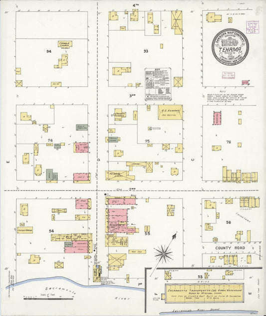 Sanborn Fire Insurance Map from Tehama, Tehama County, California. (1907) – Historic Sanborn Fire Insurance Map Print
