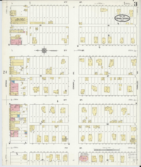 Sanborn Fire Insurance Map from Conway Springs, Summer County, Kansas (1911), Sheet #0003 - Historic Sanborn Fire Insurance Map Print, vintage old map wall art, antique decor, genealogy gift, Kansas Kansas map