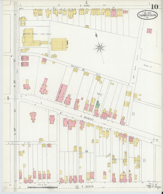 Sanborn Fire Insurance Map from Chambersburg, Franklin County, Pennsylvania (1904), Sheet #0010 - Historic Sanborn Fire Insurance Map Print, vintage old map wall art, antique decor, genealogy gift, Pennsylvania Pennsylvania map