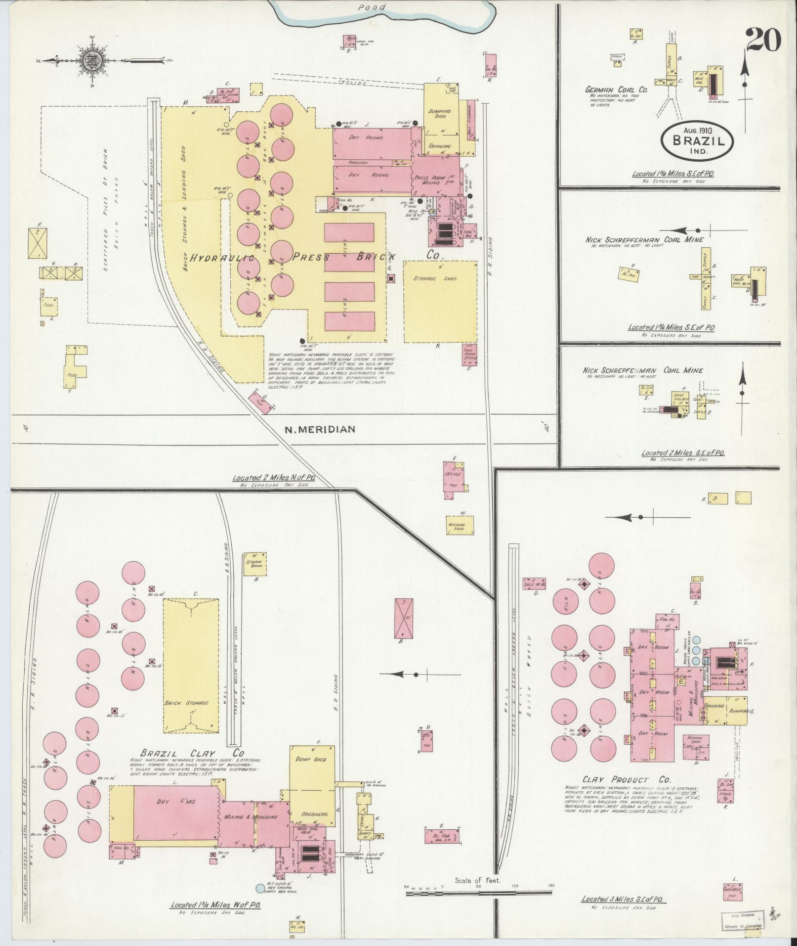 Sanborn Fire Insurance Map from Brazil, Clay County, Indiana (1910), Sheet #0020 - Complete Map Set gallery image, historic Sanborn map, vintage wall art, Indiana Indiana