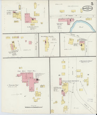 Sanborn Fire Insurance Map from Manchester, Hartford County, Connecticut (1896), Sheet #0005 - Complete Map Set gallery image, historic Sanborn map, vintage wall art, Connecticut Connecticut