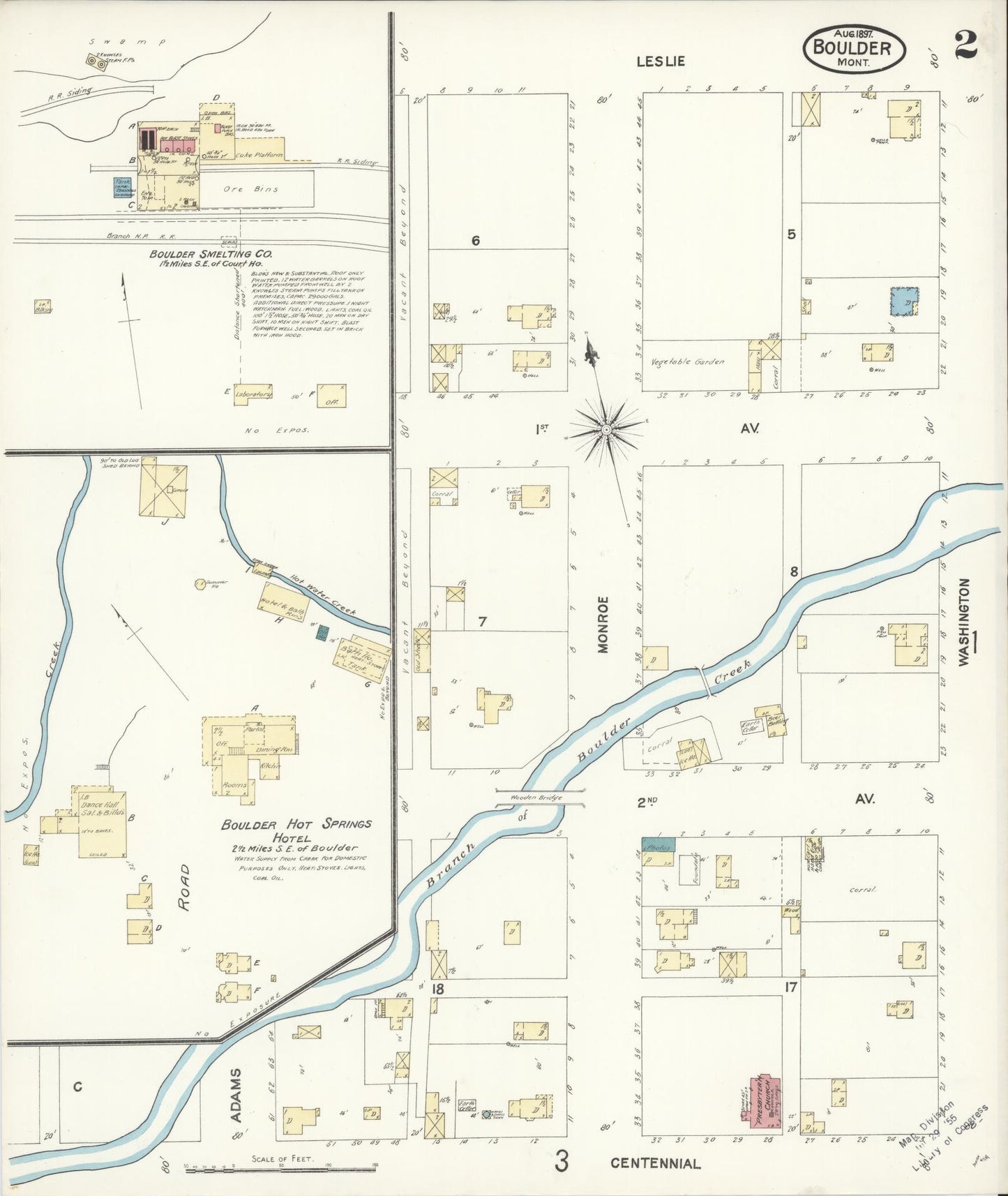 Sanborn Fire Insurance Map from Boulder, Jefferson County, Montana (1897), Sheet #0002 - Historic Sanborn Fire Insurance Map Print, vintage old map wall art, antique decor, genealogy gift, Montana Montana map