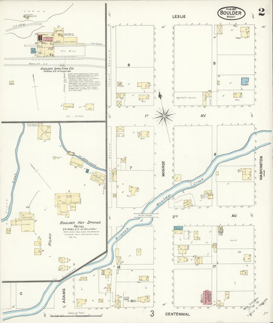 Sanborn Fire Insurance Map from Boulder, Jefferson County, Montana (1897), Sheet #0002 - Historic Sanborn Fire Insurance Map Print, vintage old map wall art, antique decor, genealogy gift, Montana Montana map