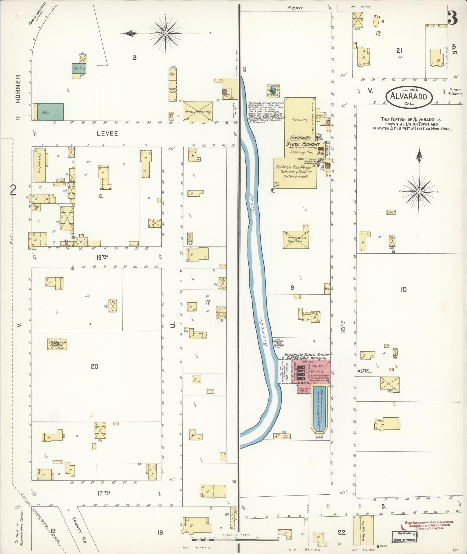 Sanborn Fire Insurance Map from Alvarado, Alameda County, California (1901), Sheet #0003 - Historic Sanborn Fire Insurance Map Print, vintage old map wall art, antique decor, genealogy gift, California California map