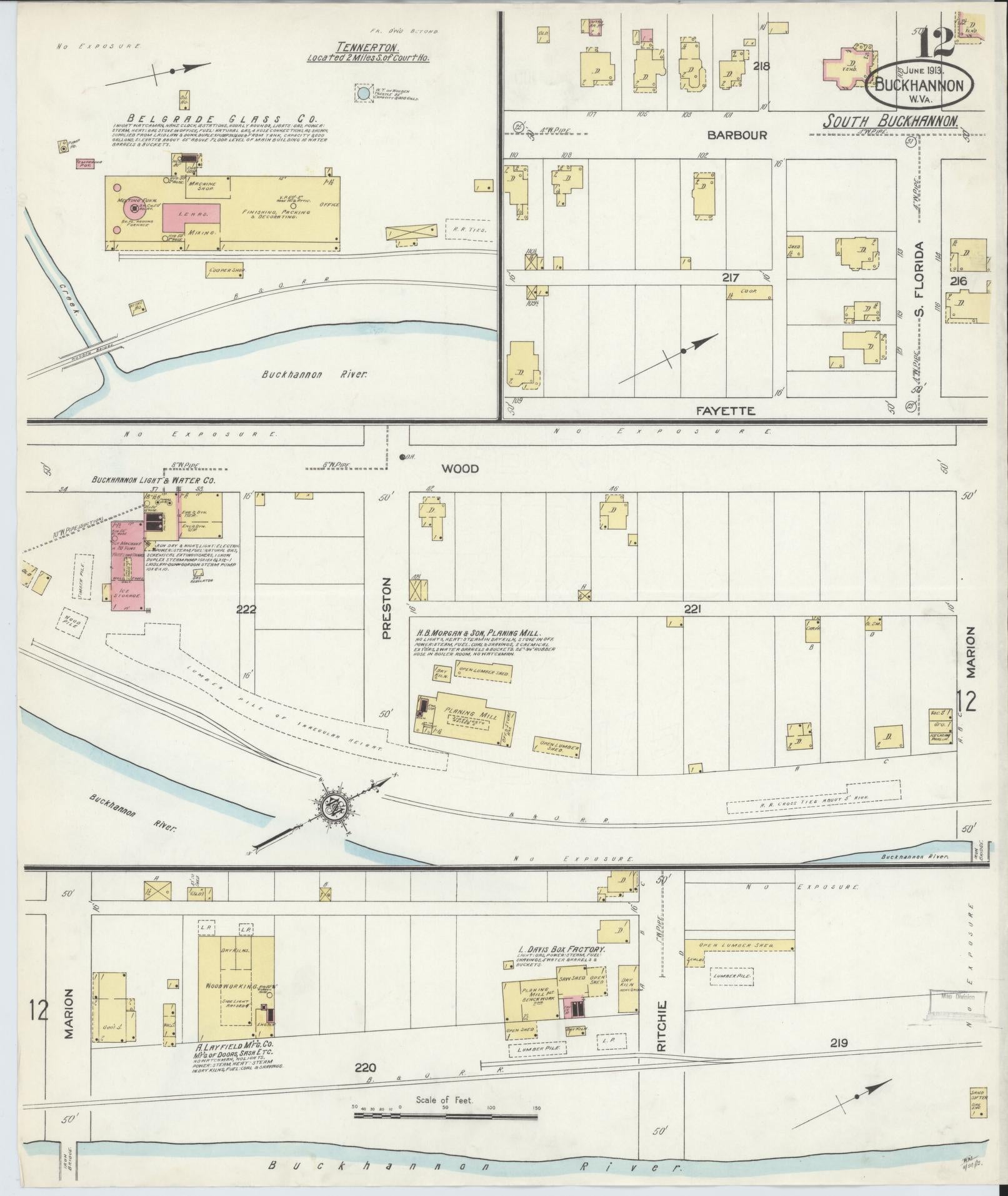 Sanborn Fire Insurance Map from Buckhannon, Upshur County, West Virginia (1913), Sheet #0012 - Complete Map Set gallery image, historic Sanborn map, vintage wall art, West Virginia West Virginia