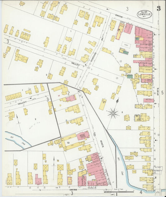 Sanborn Fire Insurance Map from Lowville, Lewis County, New York (1902), Sheet #0003 - Historic Sanborn Fire Insurance Map Print, vintage old map wall art, antique decor, genealogy gift, New York New York map