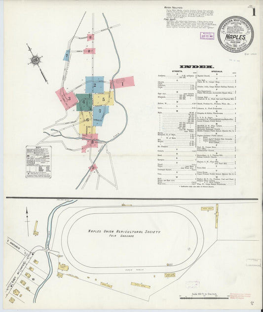Sanborn Fire Insurance Map from Naples, Ontario County, New York (1911), Sheet #0001 - Historic Sanborn Fire Insurance Map Print, vintage old map wall art, antique decor, genealogy gift, New York New York map