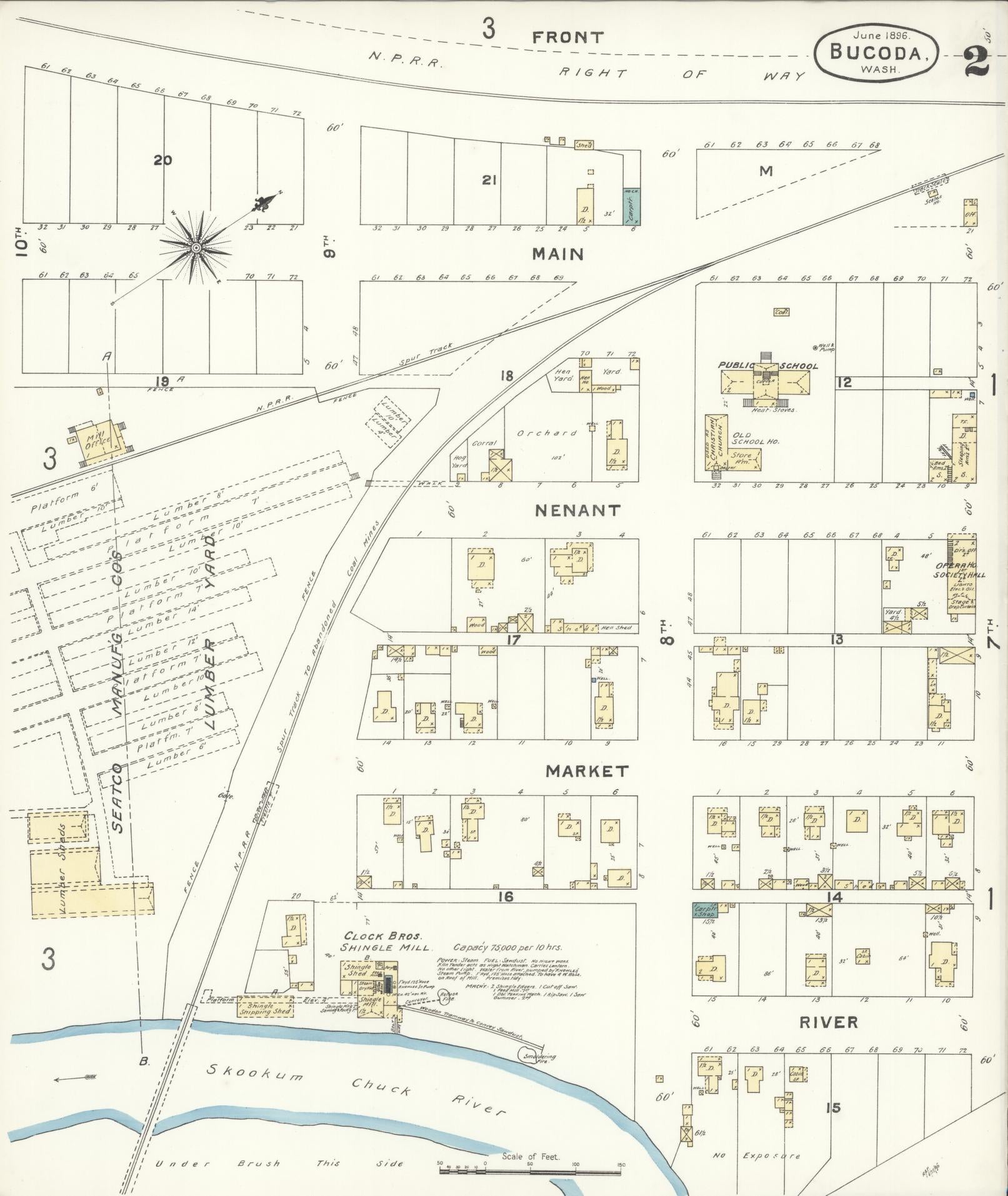 Sanborn Fire Insurance Map from Bucoda, Thurston County, Washington (1896), Sheet #0002 - Complete Map Set gallery image, historic Sanborn map, vintage wall art, Washington Washington