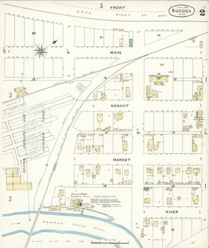 Sanborn Fire Insurance Map from Bucoda, Thurston County, Washington (1896), Sheet #0002 - Complete Map Set gallery image, historic Sanborn map, vintage wall art, Washington Washington