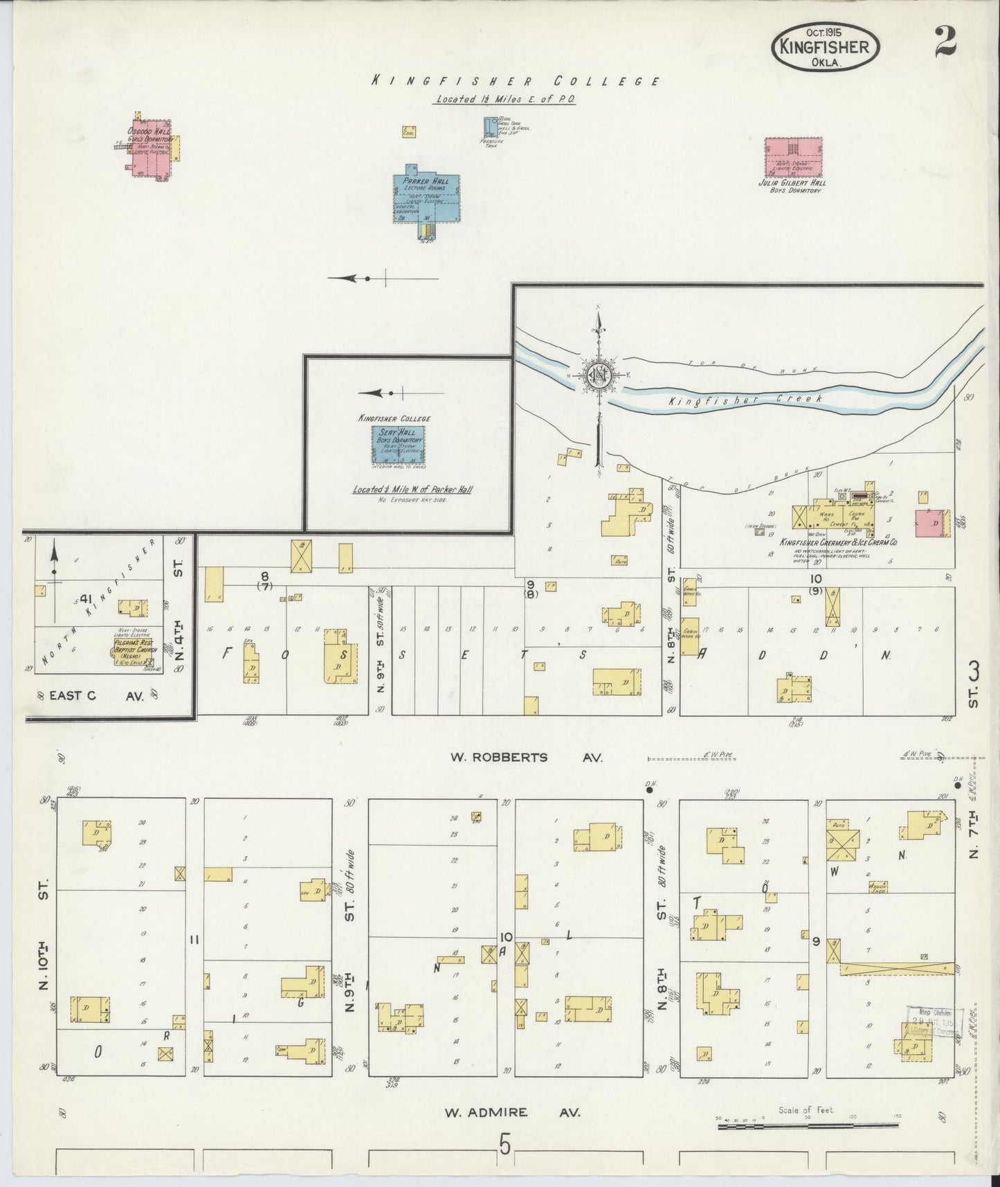 Sanborn Fire Insurance Map from Kingfisher, Kingfisher County, Oklahoma (1915), Sheet #0002 - Complete Map Set gallery image, historic Sanborn map, vintage wall art, Oklahoma Oklahoma