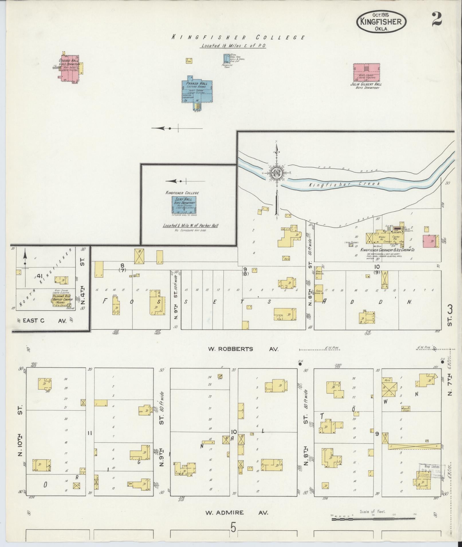 Sanborn Fire Insurance Map from Kingfisher, Kingfisher County, Oklahoma (1915), Sheet #0002 - Complete Map Set gallery image, historic Sanborn map, vintage wall art, Oklahoma Oklahoma