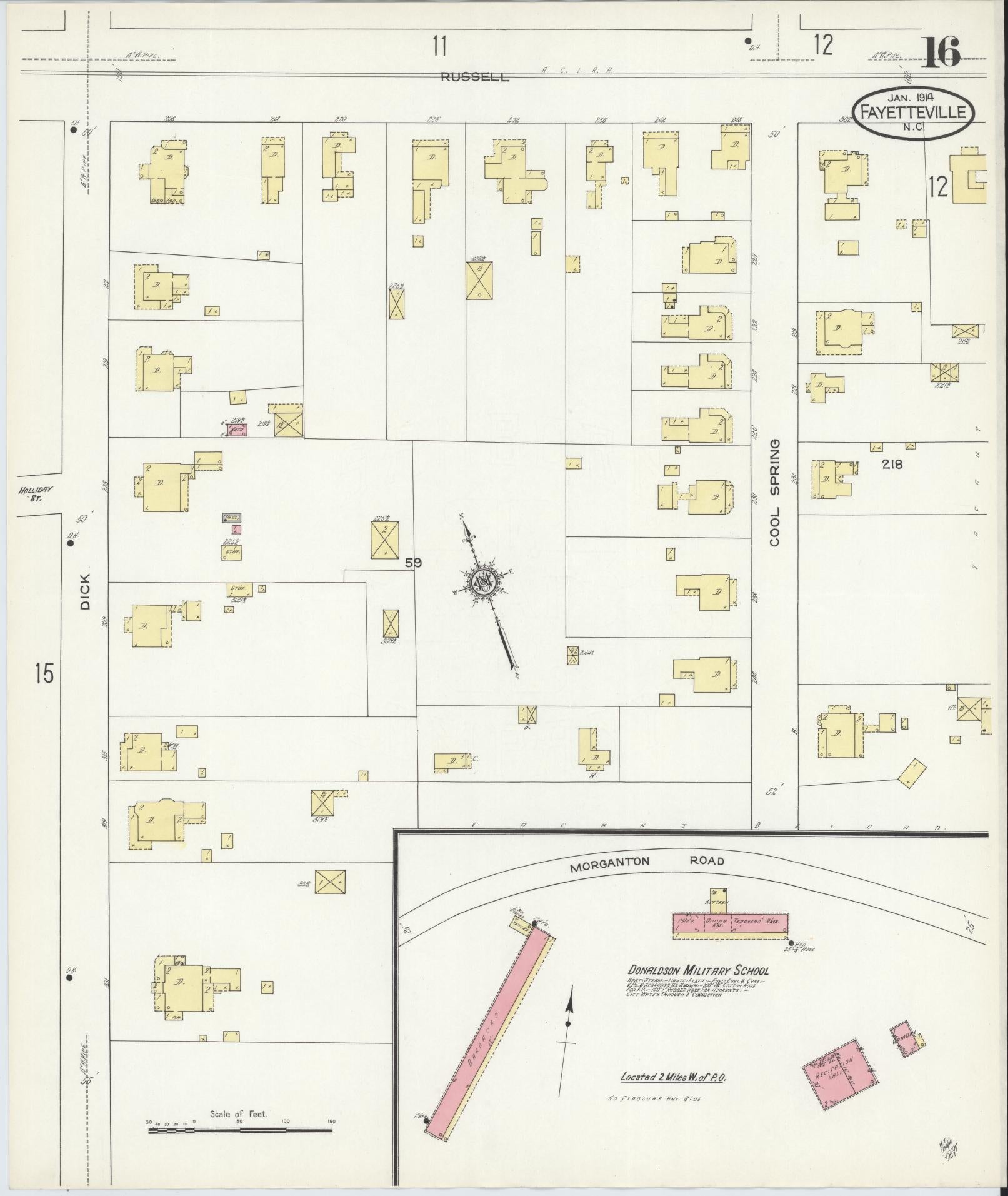 Sanborn Fire Insurance Map from Fayetteville, Cumberland County, North Carolina (1914), Sheet #0016 - Historic Sanborn Fire Insurance Map Print, vintage old map wall art, antique decor, genealogy gift, North Carolina North Carolina map