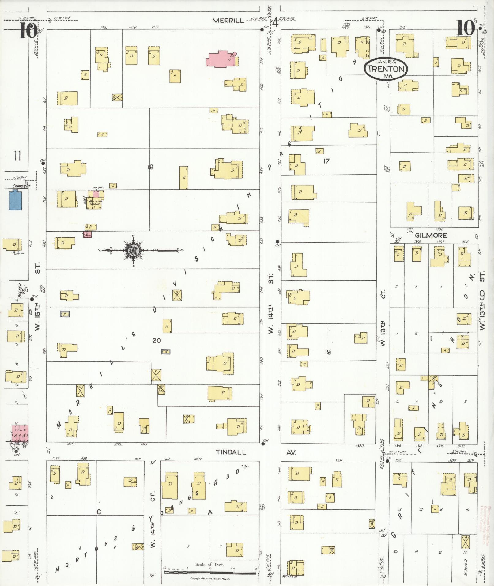 Sanborn Fire Insurance Map from Trenton, Grundy County, Missouri (1924), Sheet #0010 - Complete Map Set gallery image, historic Sanborn map, vintage wall art, Missouri Missouri