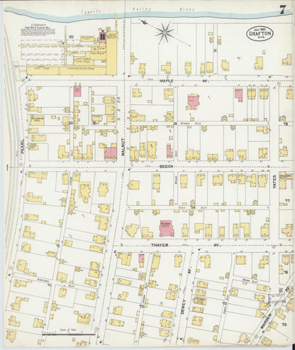 Sanborn Fire Insurance Map from Grafton, Taylor County, West Virginia (1902), Sheet #0007 - Complete Map Set gallery image, historic Sanborn map, vintage wall art, West Virginia West Virginia