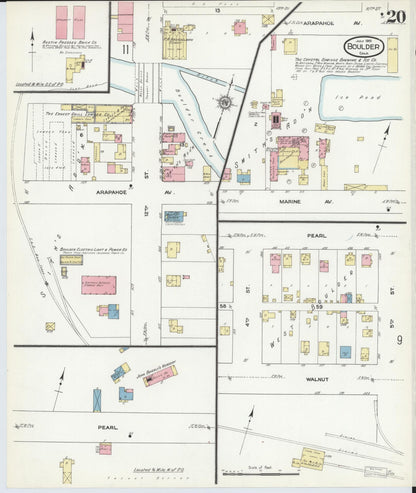 Sanborn Fire Insurance Map from Boulder, Boulder County, Colorado (1910), Sheet #0020 - Complete Map Set gallery image, historic Sanborn map, vintage wall art, Colorado Colorado