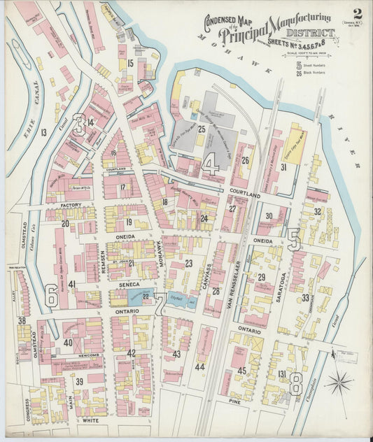 Sanborn Fire Insurance Map from Cohoes, Albany County, New York (1896), Sheet #0002 - Historic Sanborn Fire Insurance Map Print, vintage old map wall art, antique decor, genealogy gift, New York New York map