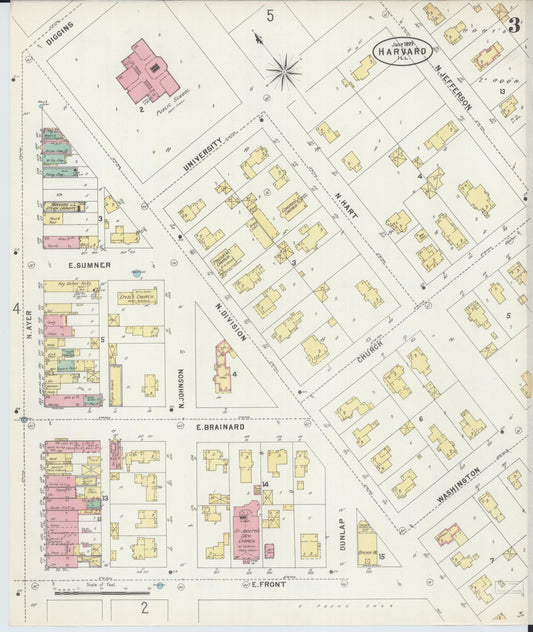 Sanborn Fire Insurance Map from Harvard, McHenry County, Illinois (1897), Sheet #0003 - Historic Sanborn Fire Insurance Map Print, vintage old map wall art, antique decor, genealogy gift, Illinois Illinois map