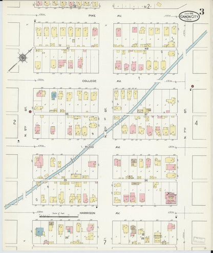 Sanborn Fire Insurance Map from Canon City, Fremont County, Colorado (1914), Sheet #0003 - Complete Map Set gallery image, historic Sanborn map, vintage wall art, Colorado Colorado