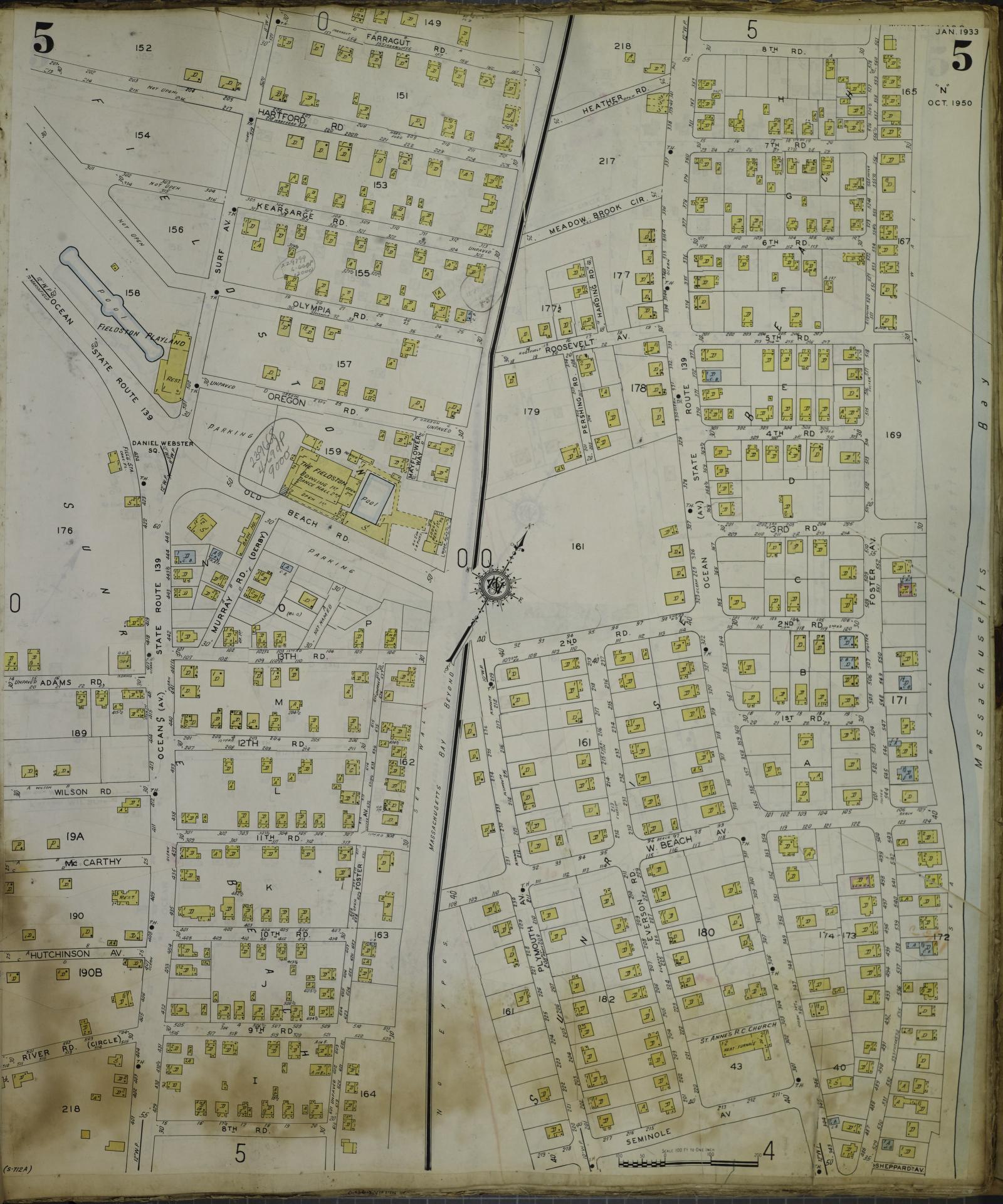 Sanborn Fire Insurance Map from Marshfield, Plymouth County, Massachusetts (1954), Sheet #0005 - Complete Map Set gallery image, historic Sanborn map, vintage wall art, Massachusetts Massachusetts