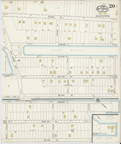 Sanborn Fire Insurance Map from Bay Shore, Suffolk County, New York (1915), Sheet #0020 - Complete Map Set gallery image, historic Sanborn map, vintage wall art, New York New York
