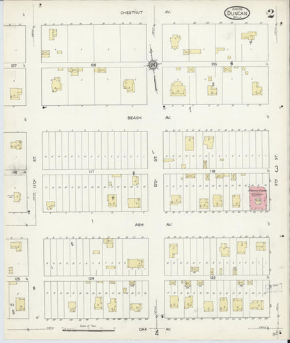 Sanborn Fire Insurance Map from Duncan, Stephens County, Oklahoma (1914), Sheet #0002 - Complete Map Set gallery image, historic Sanborn map, vintage wall art, Oklahoma Oklahoma
