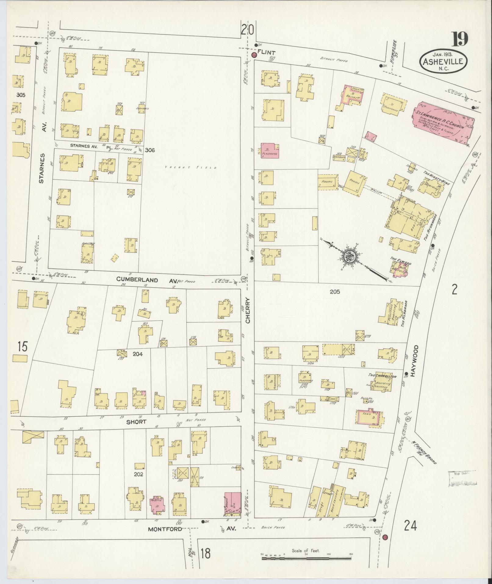 Sanborn Fire Insurance Map from Asheville, Buncombe County, North Carolina (1913), Sheet #0019 - Complete Map Set gallery image, historic Sanborn map, vintage wall art, North Carolina North Carolina