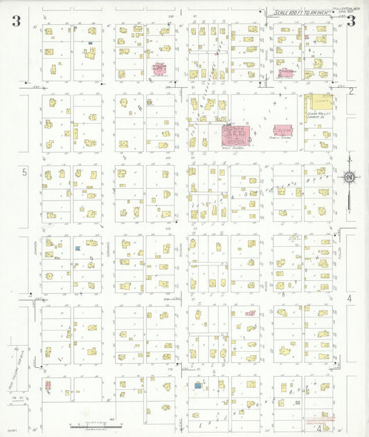 Sanborn Fire Insurance Map from Fullerton, Nance County, Nebraska (1937), Sheet #0003 - Historic Sanborn Fire Insurance Map Print, vintage old map wall art, antique decor, genealogy gift, Nebraska Nebraska map