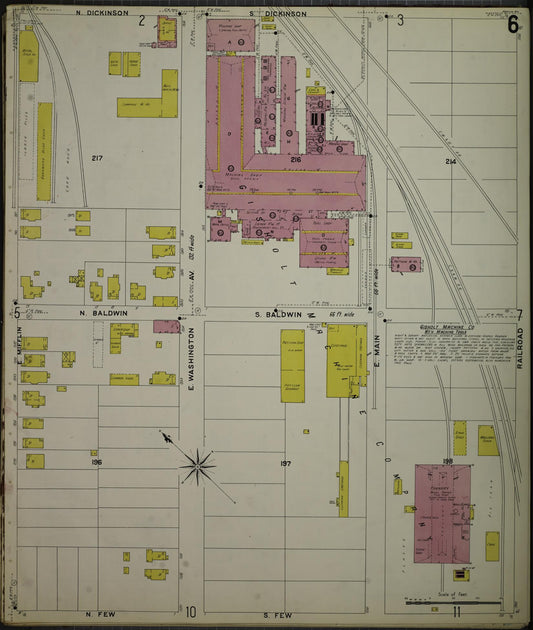Sanborn Fire Insurance Map from Madison, Dane County, Wisconsin (1908), Sheet #0006 - Historic Sanborn Fire Insurance Map Print, vintage old map wall art, antique decor, genealogy gift, Wisconsin Wisconsin map