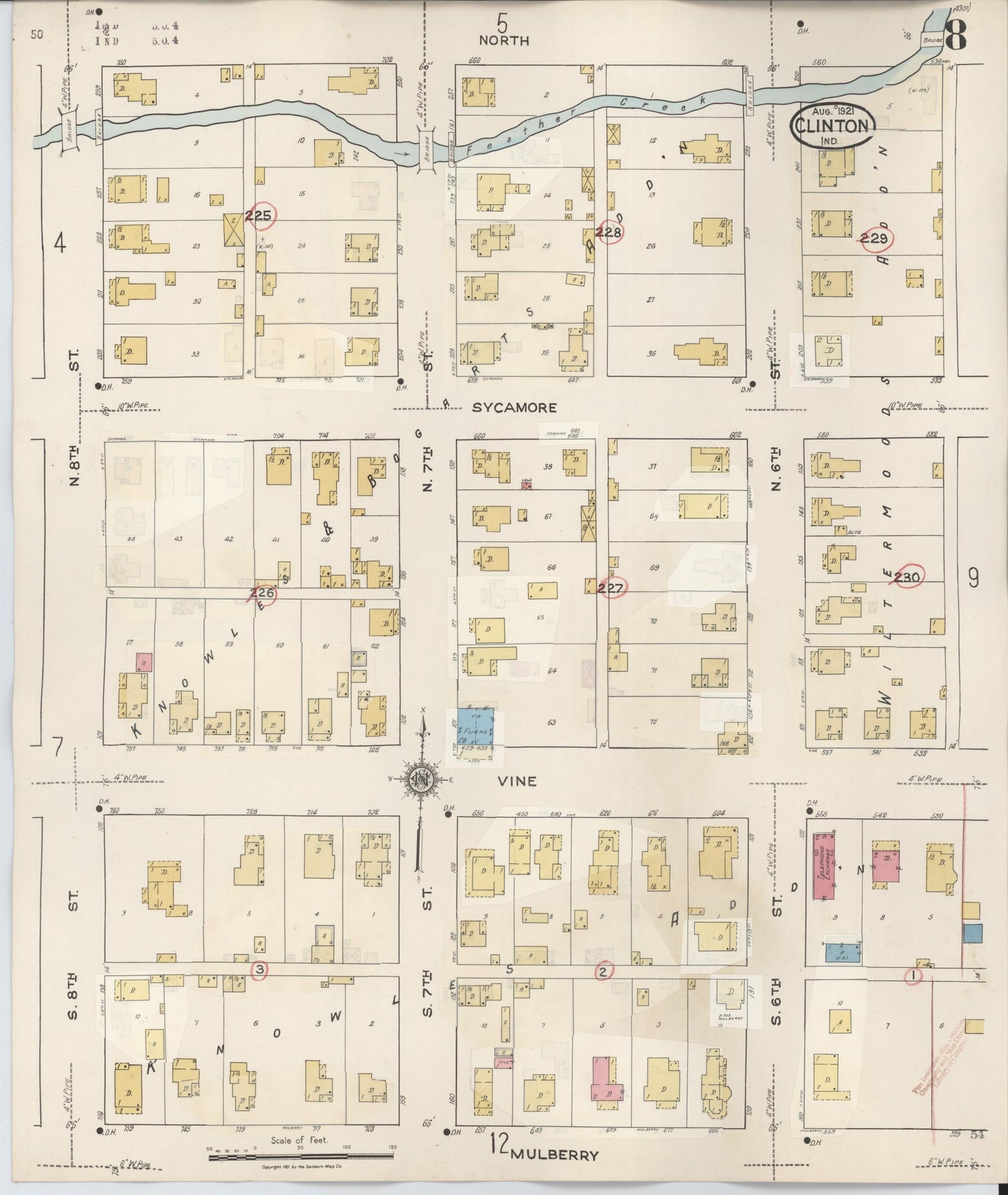 Sanborn Fire Insurance Map from Clinton, Vermillion County, Indiana (1947), Sheet #0008 - Complete Map Set gallery image, historic Sanborn map, vintage wall art, Indiana Indiana